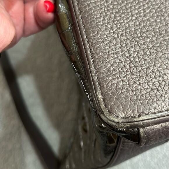 Brighton olive green croc shoulder bag side card pocket zipped section.medium - Picture 7 of 14